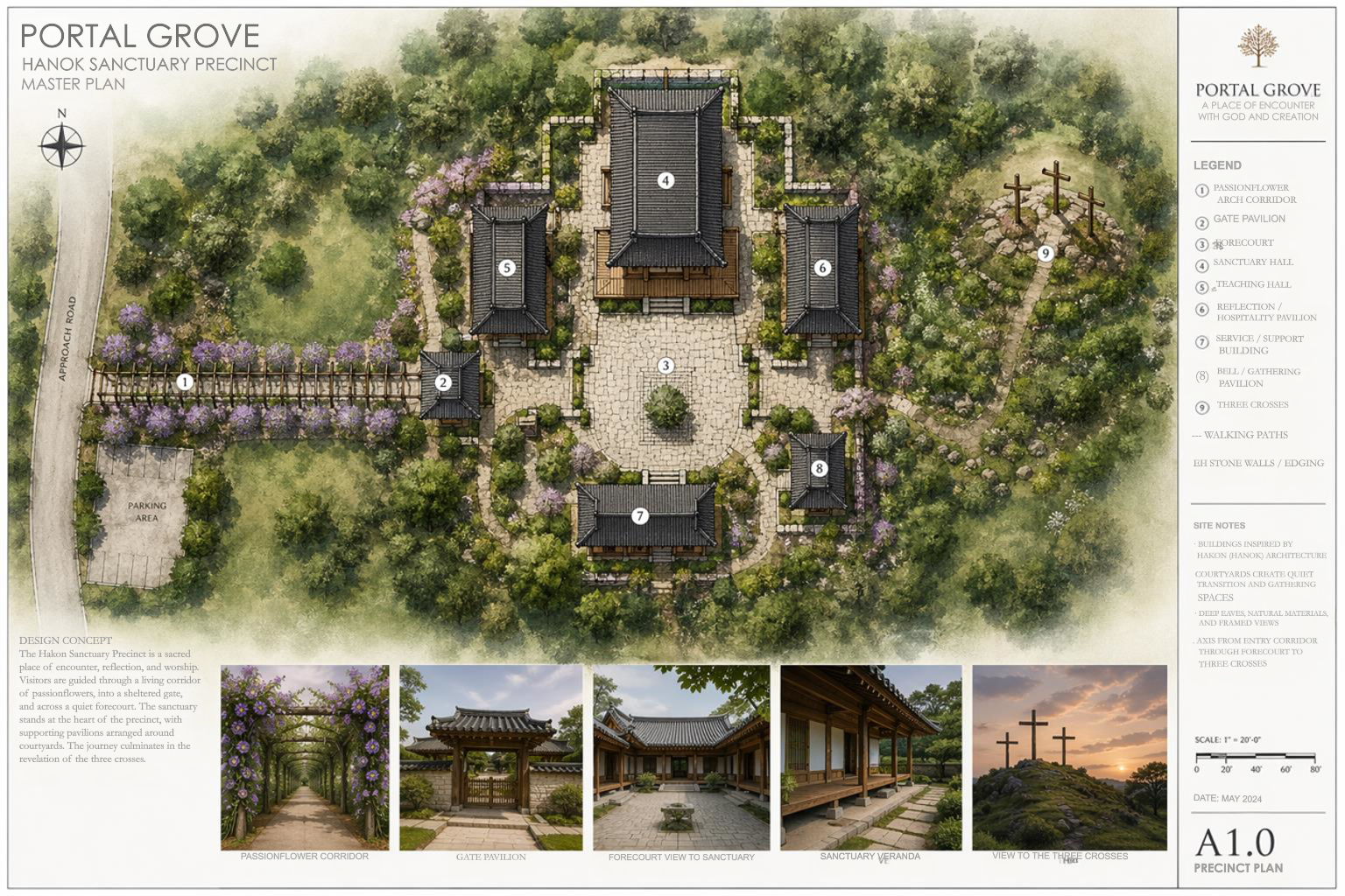 Overview of the Hanok Sanctuary precinct master plan.